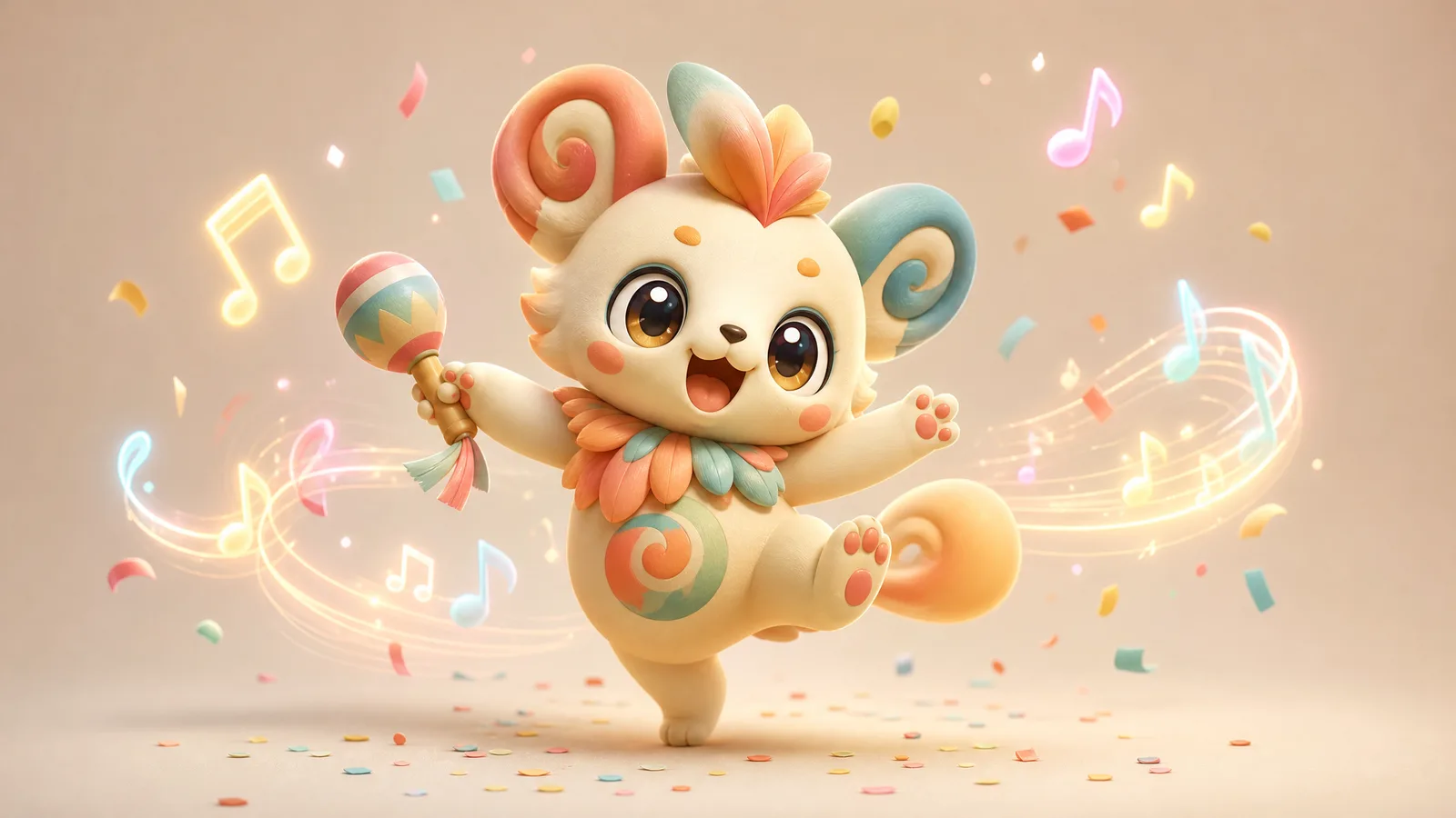 An original music sprite dancing with glowing notes