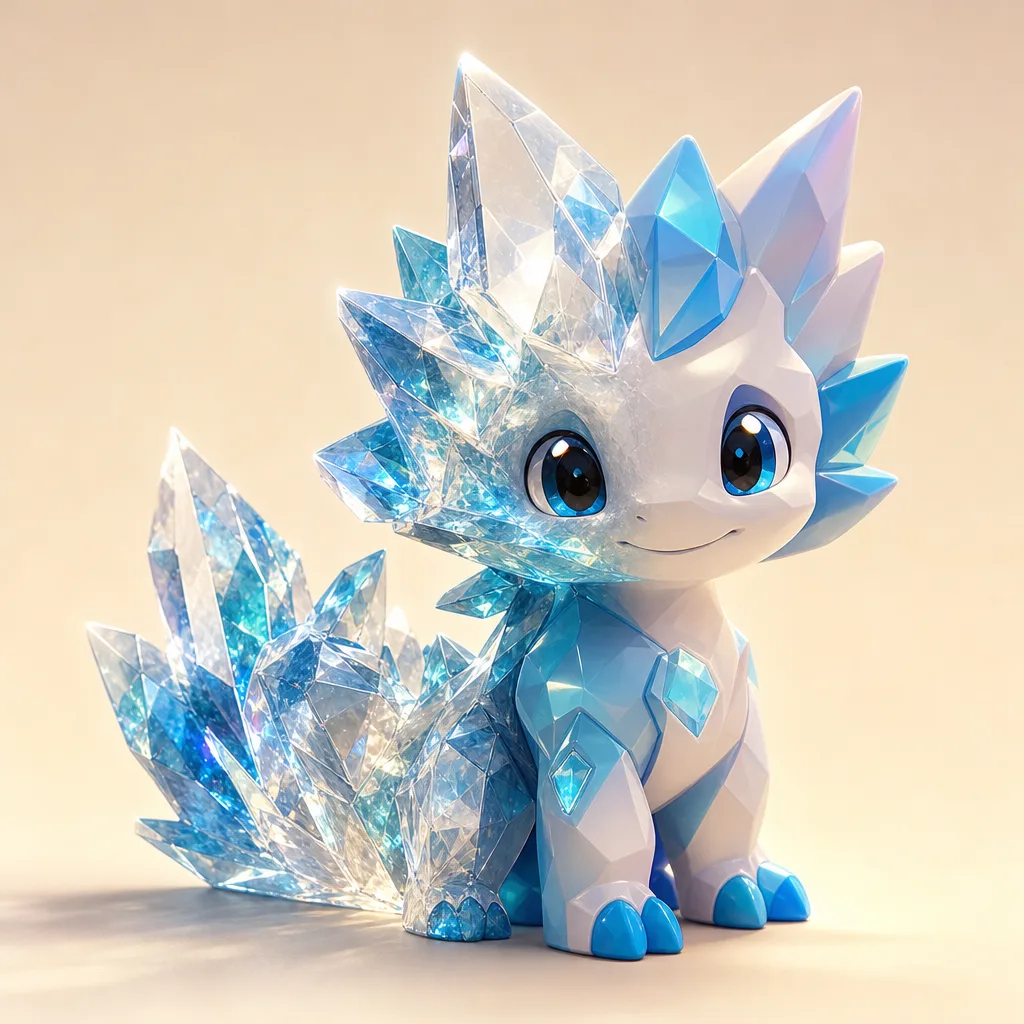 A crystal sprite character in soft light