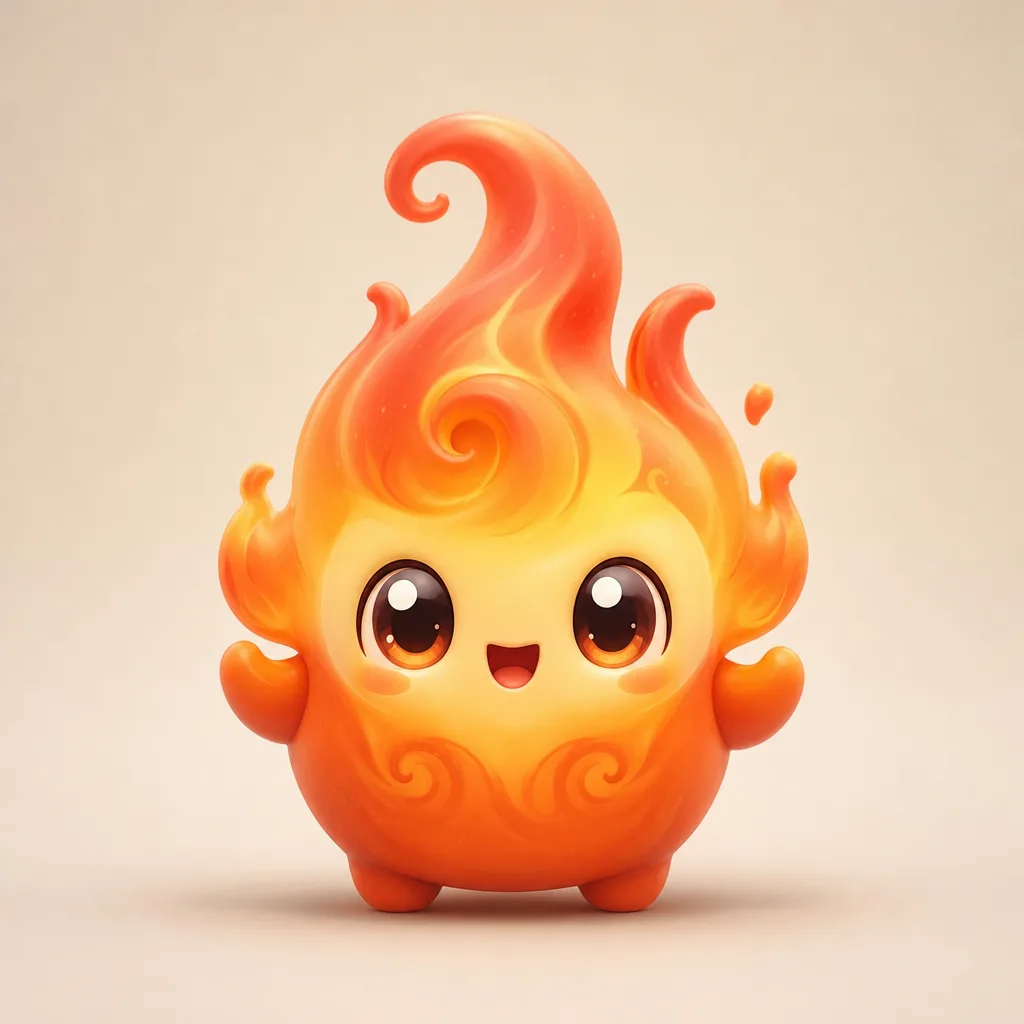 An original flame sprite mascot generated as fan art