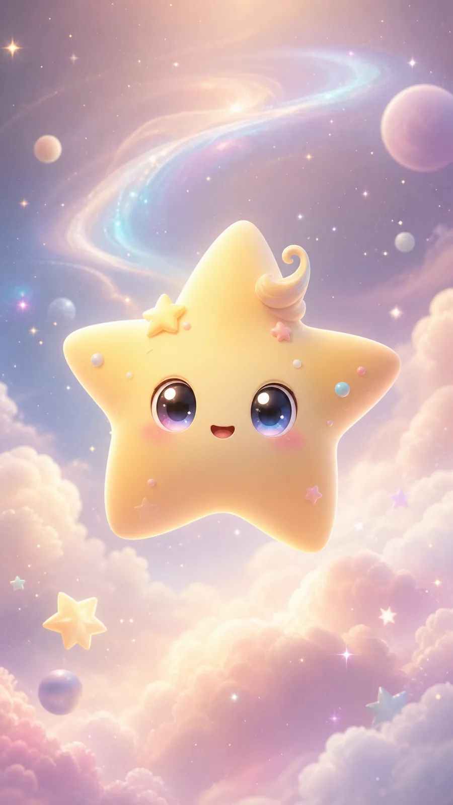 A vertical star sprite wallpaper with a pastel galaxy
